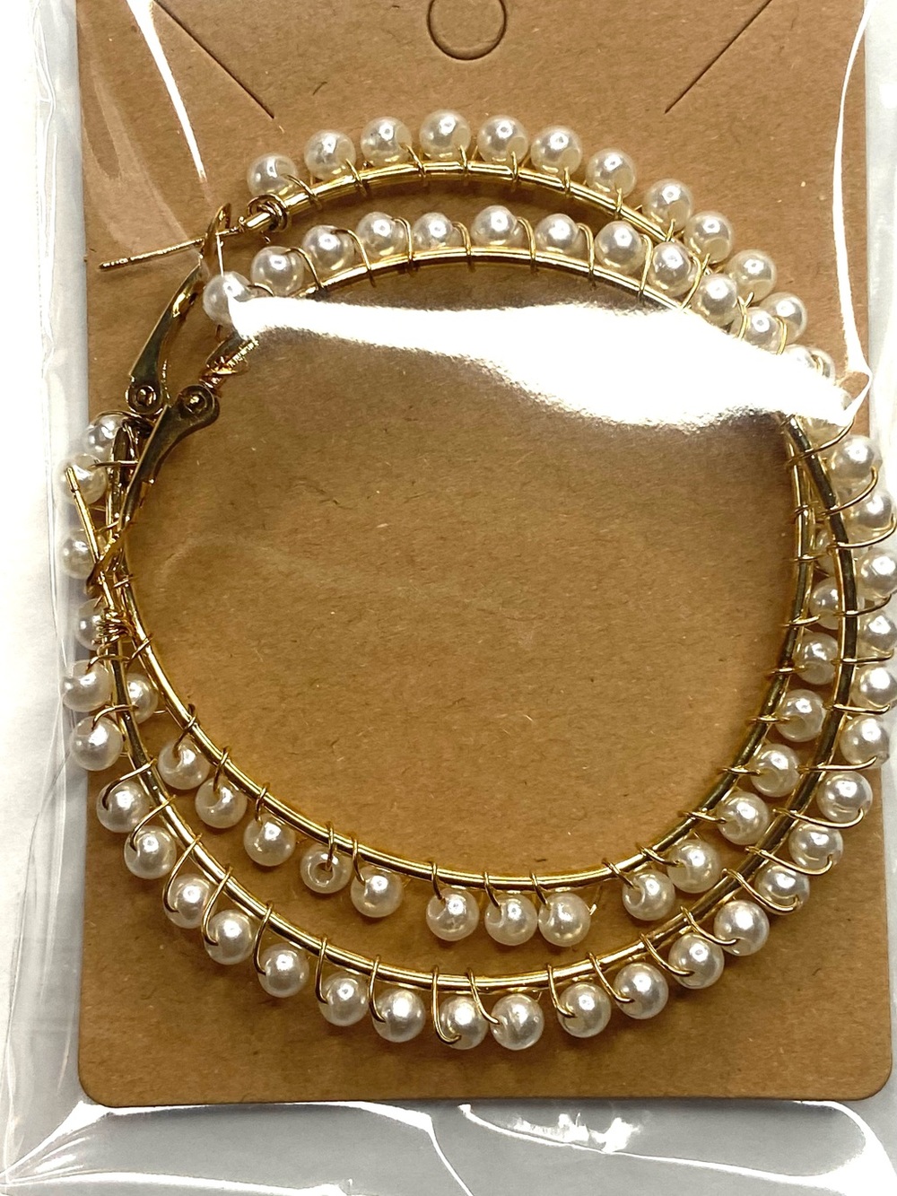 Gold Hoop Earrings with Pearls - Women Jewelry